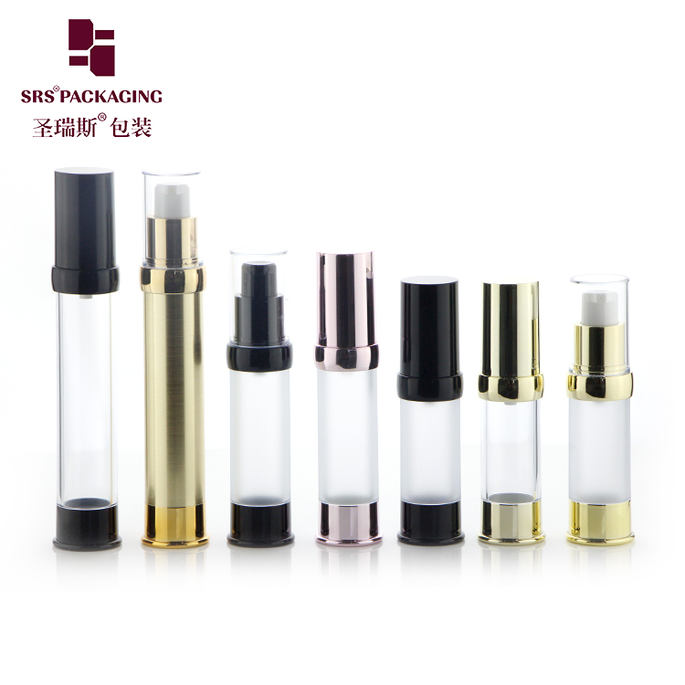 Luxury Gold Silver AS Cosmetic Refillable Airless Pump Bottle 10ml 15ml 20ml 30ml