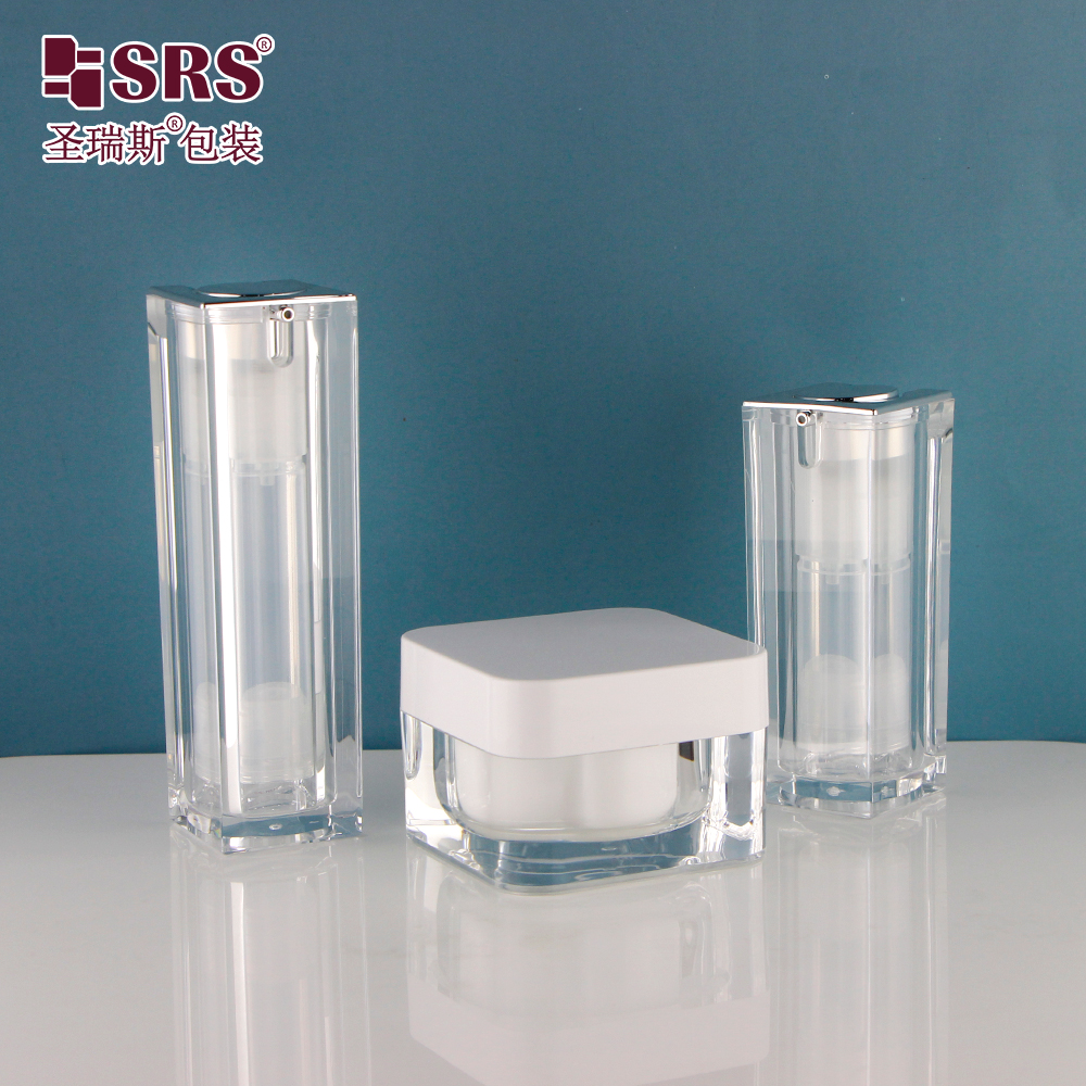 A050 Cosmetic Skincare Empty 15ml 30ml 50ml Double Wall Square Bule Lotion Acrylic Bottle