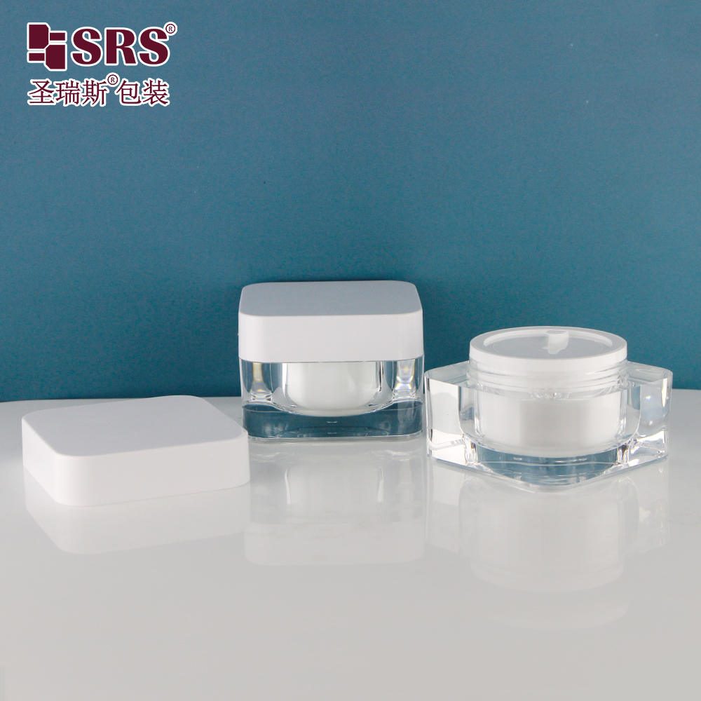Empty 30g 50g 30ml white Eye Cream Lotion Container White Double Wall Cosmetic acrylic powder jars