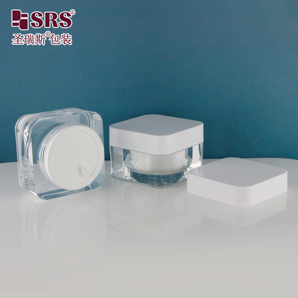 Empty 30g 50g 30ml white Eye Cream Lotion Container White Double Wall Cosmetic acrylic powder jars