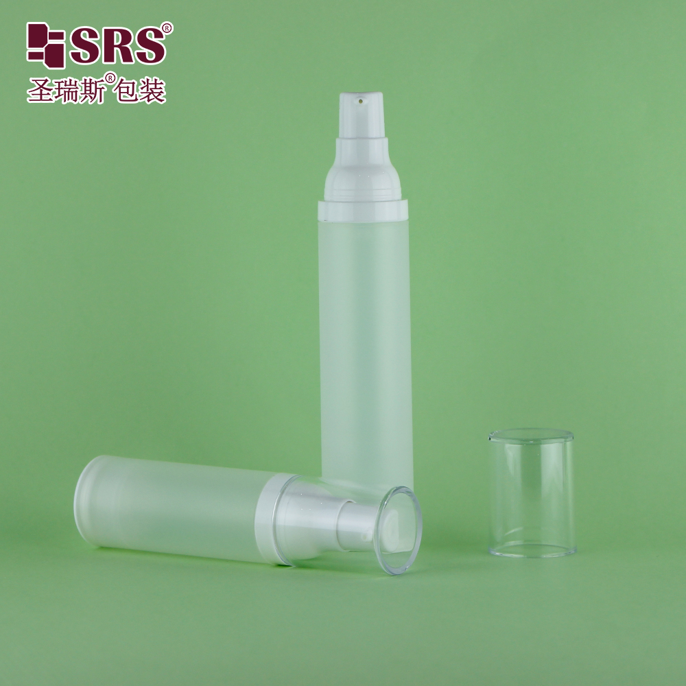 Recycled cosmetic packaging 15ml 30ml 50ml airless pump skincare bottle custom logo printing