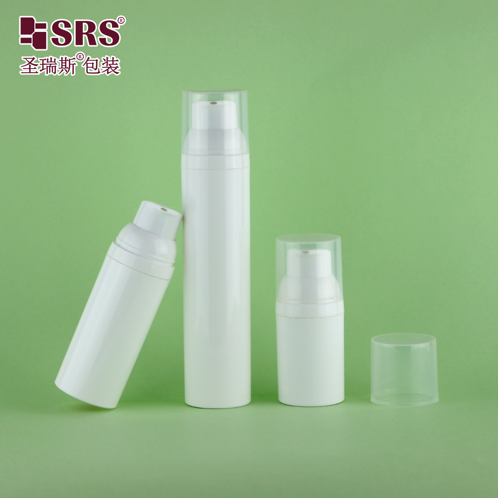 Competitive price 100% PCR plastic white PP airless pump plastic bottle 30ml 50ml 75ml 100ml