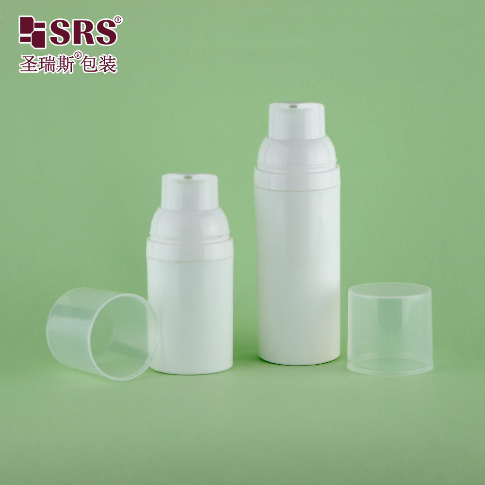 Competitive price 100% PCR plastic white PP airless pump plastic bottle 30ml 50ml 75ml 100ml