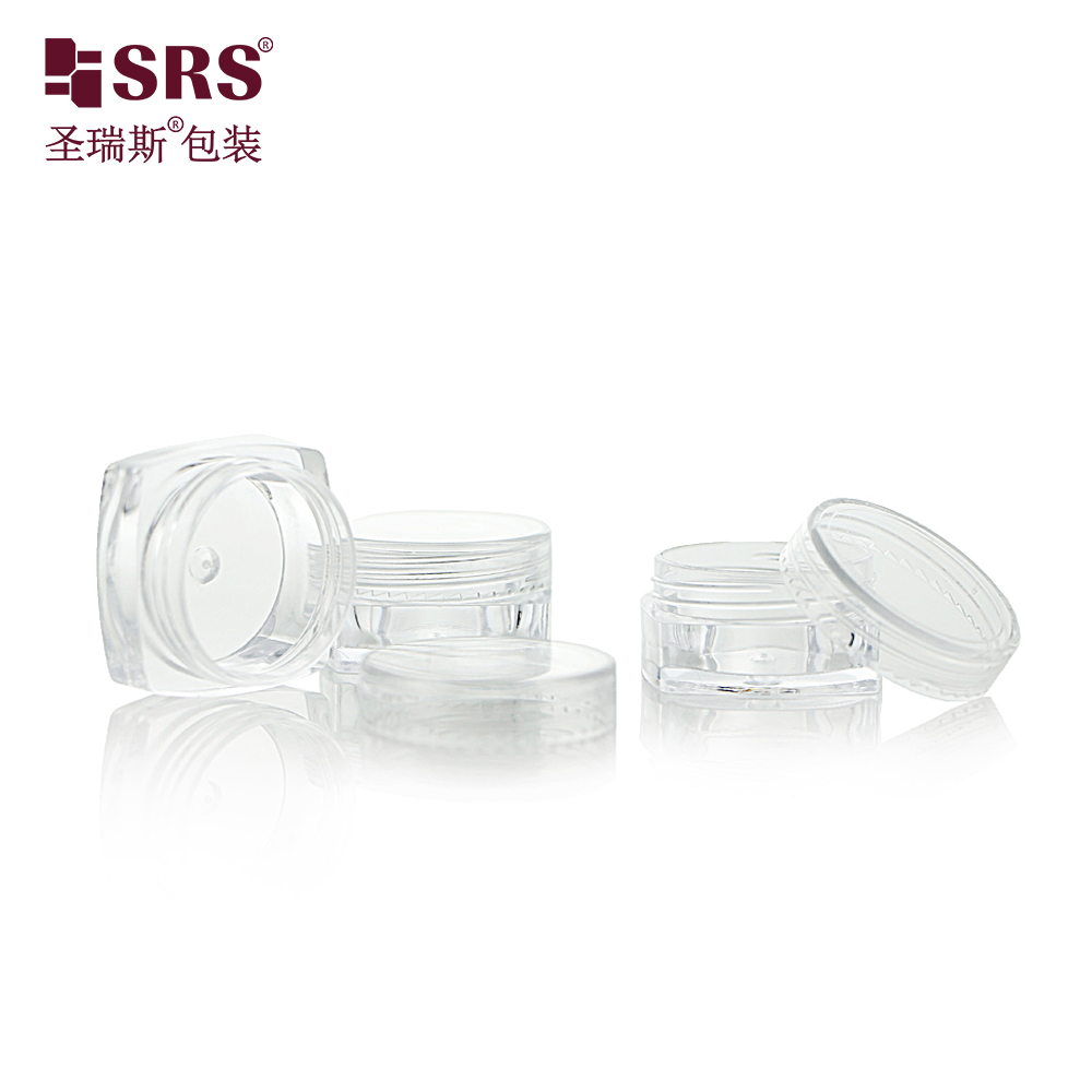 5g Empty Transparent PS Plastic Round Bottom Cosmetics Packing Cream Jar Colorful Cap