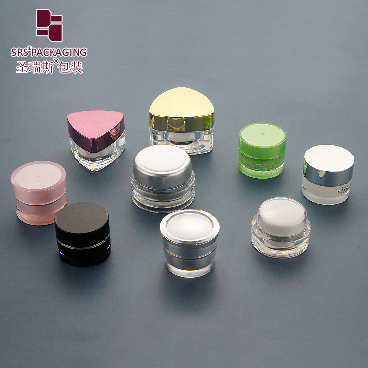 Custom mini 5g 10g cylinder square shape acrylic cosmetic eye cream jar with silk printing