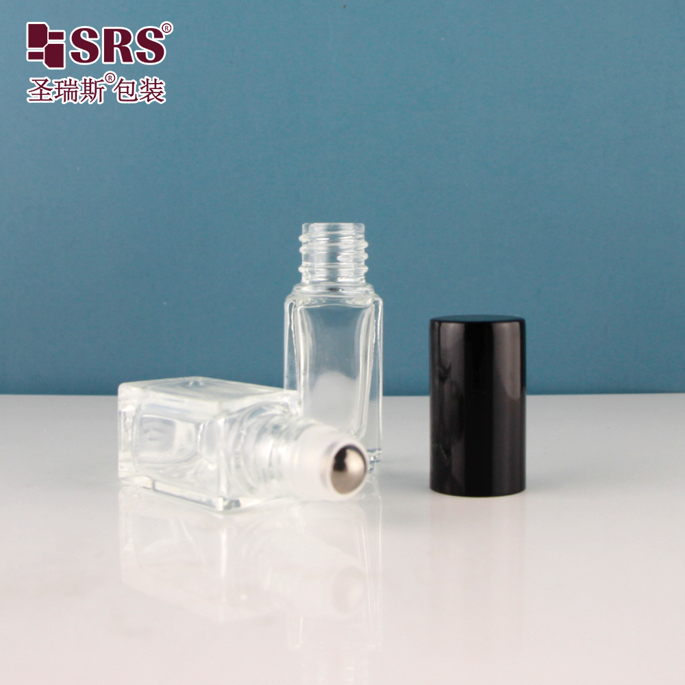 New Arrival 5ml Transparent Square Glass Roll On Essential Lip Oil Glass Bottle Package