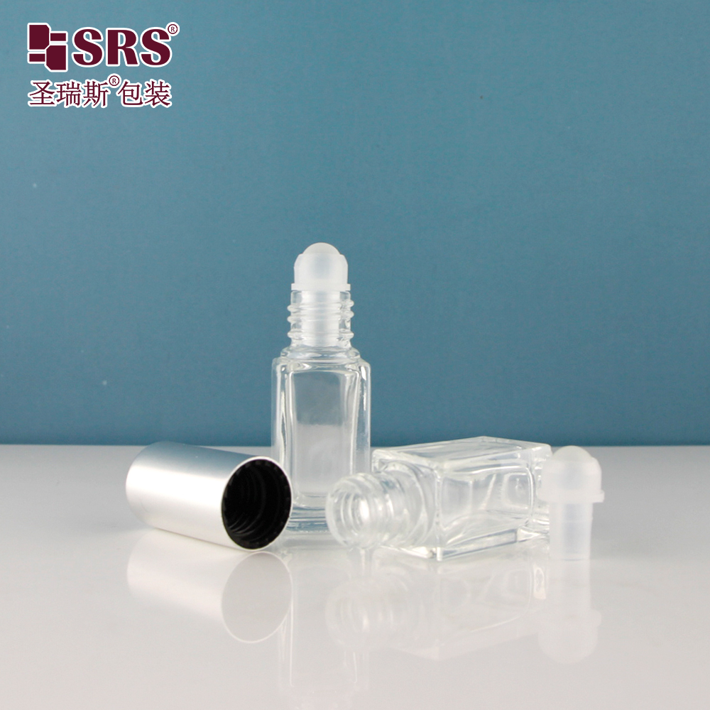 New Arrival 5ml Transparent Square Glass Roll On Essential Lip Oil Glass Bottle Package