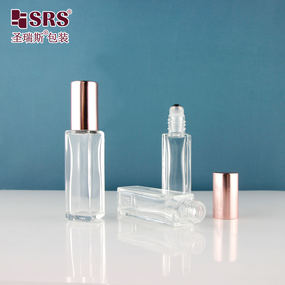 Square Free samples lip gloss glass bottle 8ml roll on bottle with screw lids