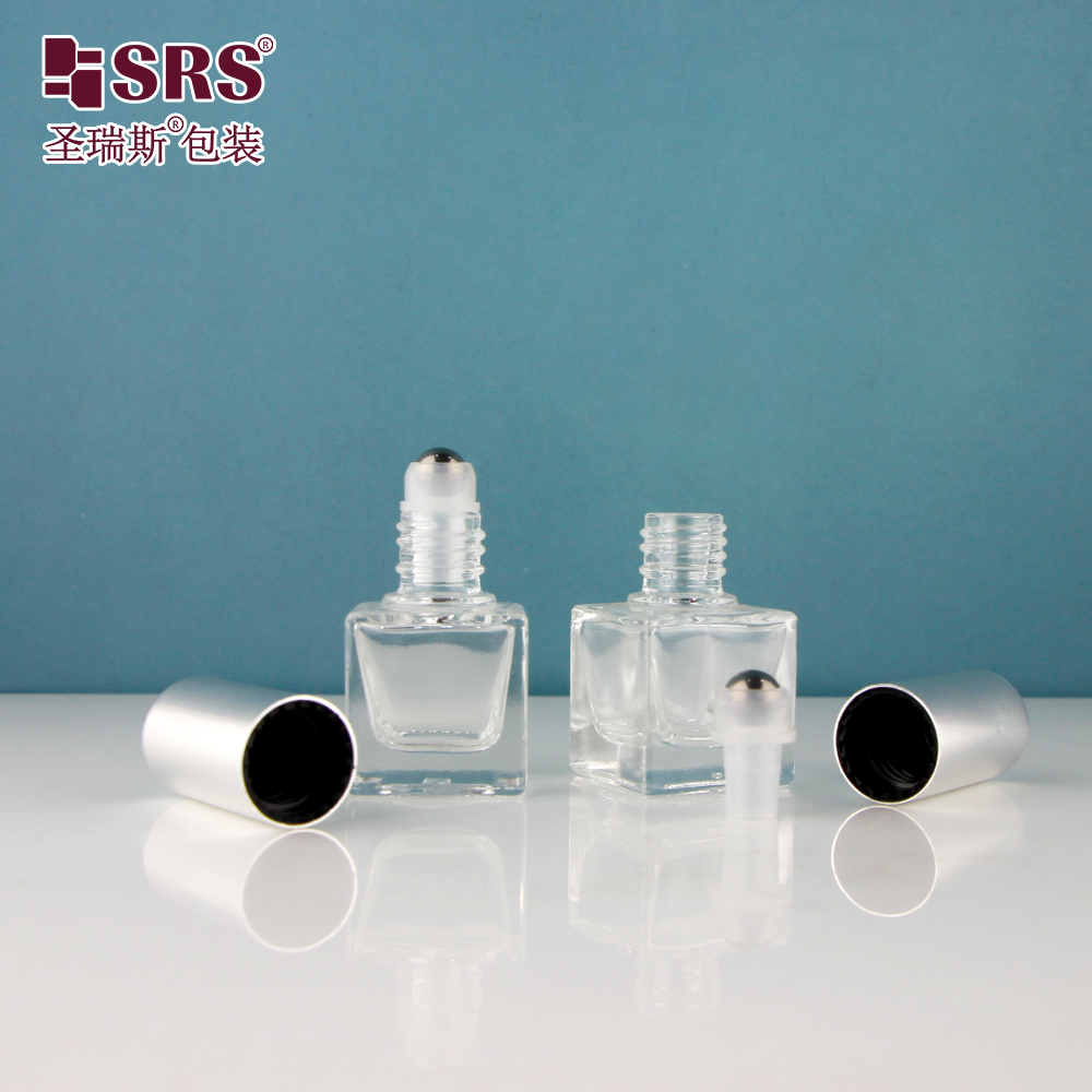 Small Capacity Square 5ml High Quality Glass Roll On Bottle For Perfume Essential Oil