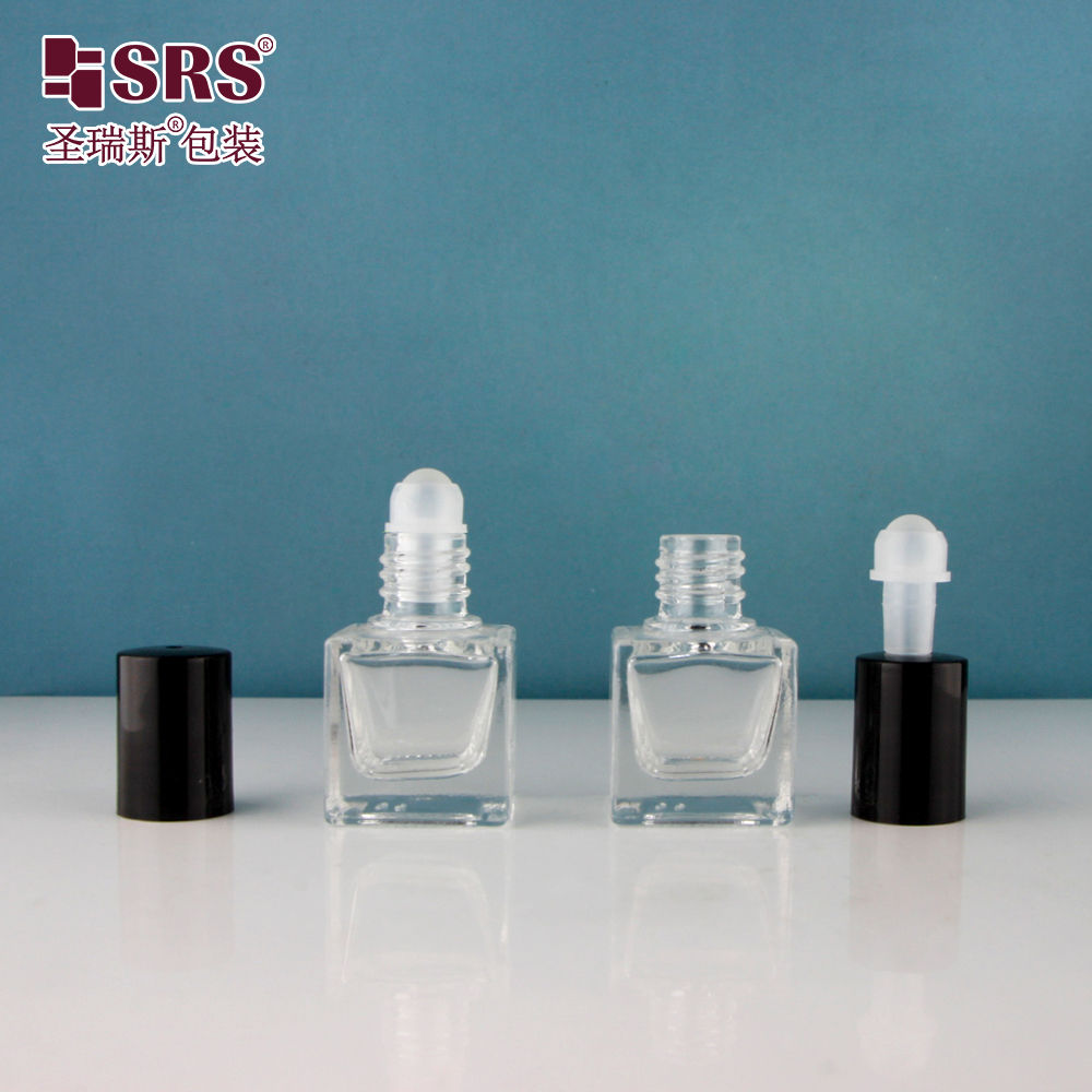 Small Capacity Square 5ml High Quality Glass Roll On Bottle For Perfume Essential Oil