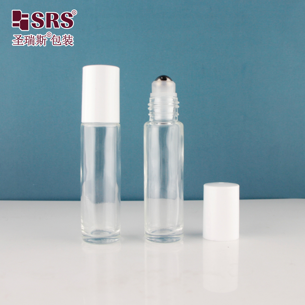 Round Shape Glass Roll On Bottle Cosmetic Packaging No Leakage Roller Bottles Essential Oil 10ml