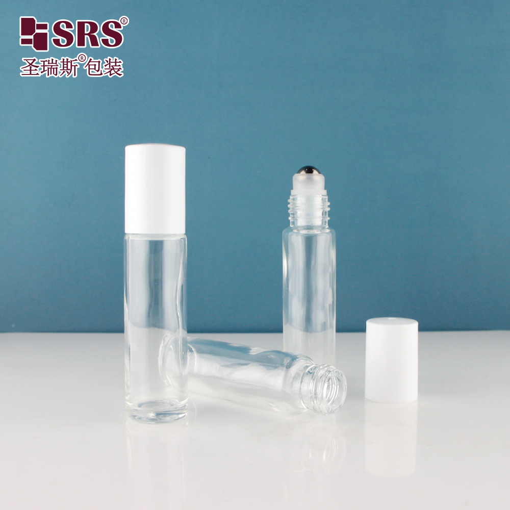 Round Shape Glass Roll On Bottle Cosmetic Packaging No Leakage Roller Bottles Essential Oil 10ml