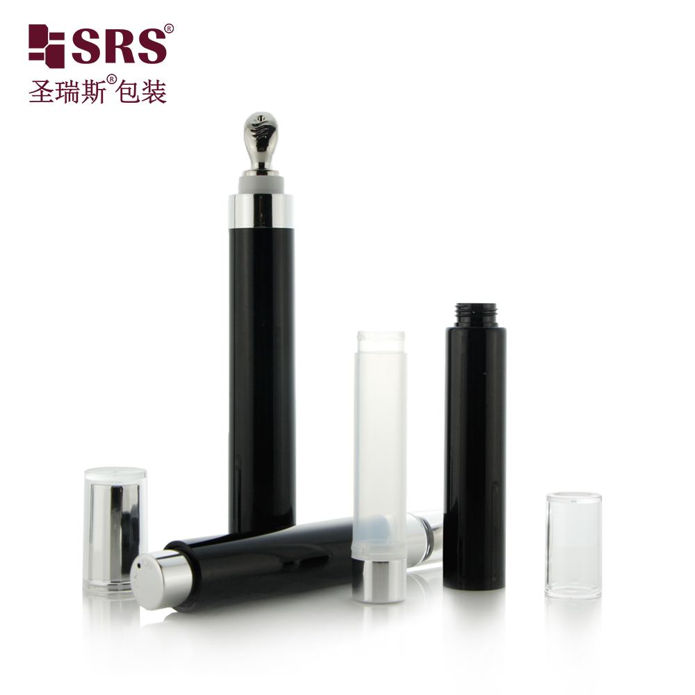 5ml 10ml Wholesale Black Eye Cream Mini Small Airless Plastic Pump Serum Roll On Bottle 