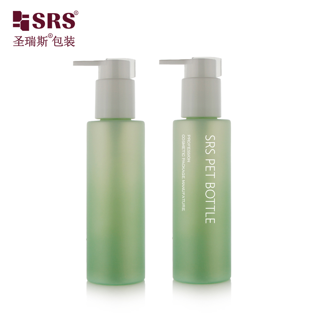 4oz skincare product cosmetic packaging 120ml gradient color flat pet bottle with lock pump