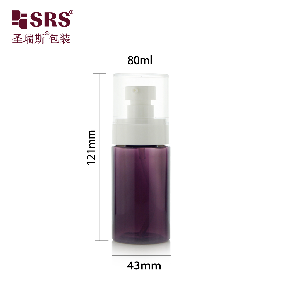 Cosmetic packaging customize color round shape pet plastic bottle with skincare lotion pump