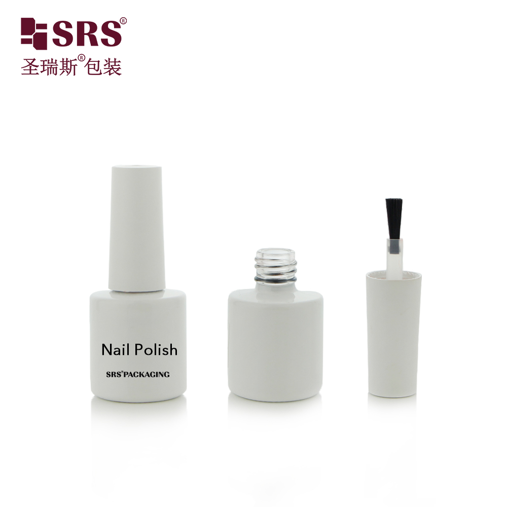 Top sale 2023 wholesale makeup 8ml nail polish bottle round white color vial with brush