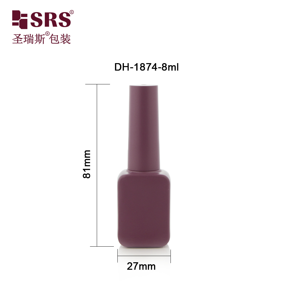 Customize Red Color 8ml Frosted Nail Polish Bottle Glass Cosmetic Packaging