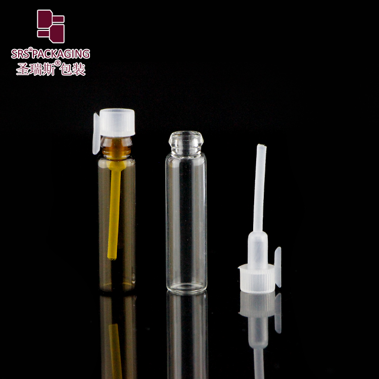 Wholesale 1ml 2ml Mini Test Sample Glass Bottle With Tall Black Cap Sticks Options