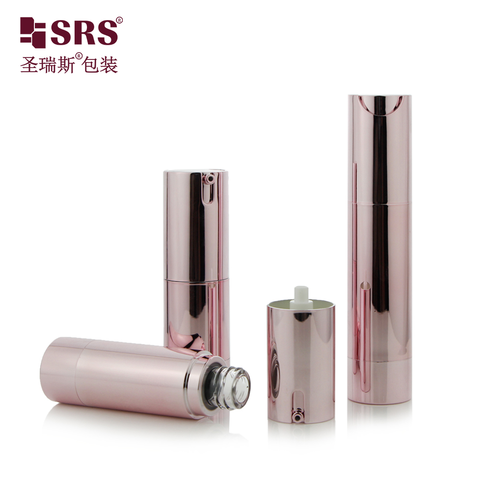 Wholesale 10ml 15ml 20ml 30ml Rose Gold AS Airless Bottle Round Lotion Pump Bottle Skin Care Packaging