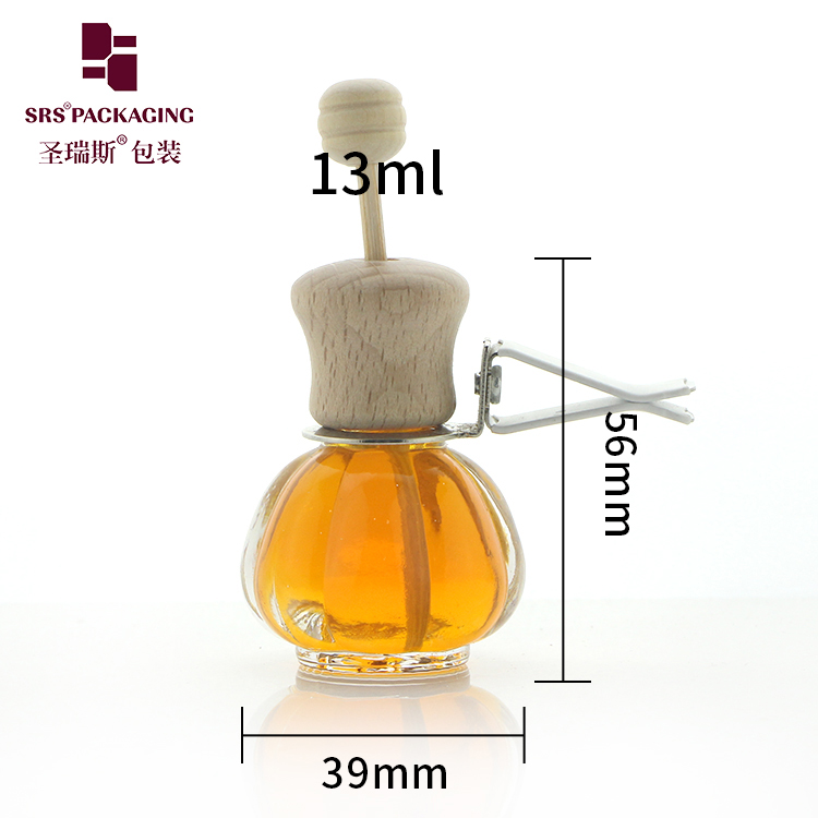 Custom 13 ML Transparent Pumpkin Shaped Glass Diffuser Bottle with Wooden Screw Lid