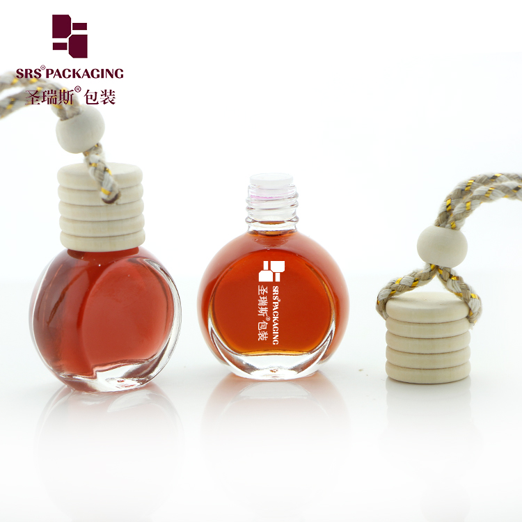 Wholesale 8ml Mini Empty Car Diffuser Bottle Car Perfume Container with Hanging Wooden Lid