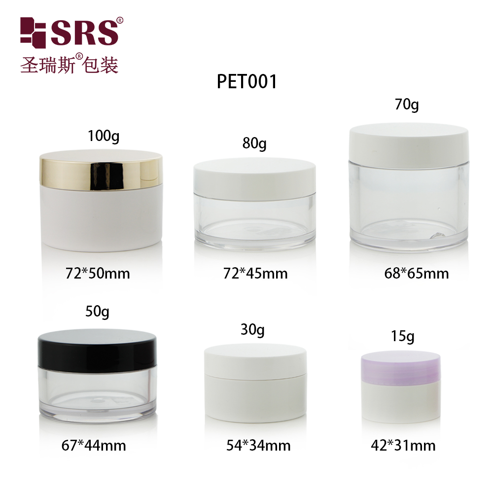 Customize Logo Transparent PET Cream Jars 70g 80g Cosmetic Body Scrub Plastic Jar