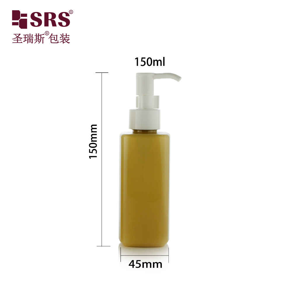 SRS Packaging Wholesale 150ml Custom Color Square Shape PET Bottle For Lotion Gel
