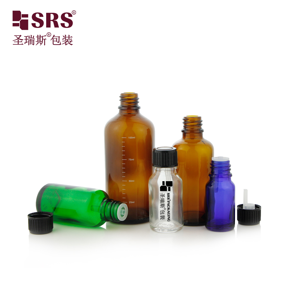 SRS Hot Selling Various Capacities Essential Oil Glass Bottle With General Cap