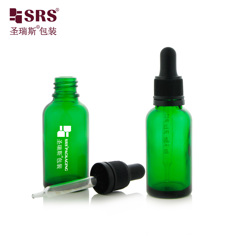 SRS Essential Oil Glass Dropper Bottle With Slender Ribbed With Tamper Evident Cap