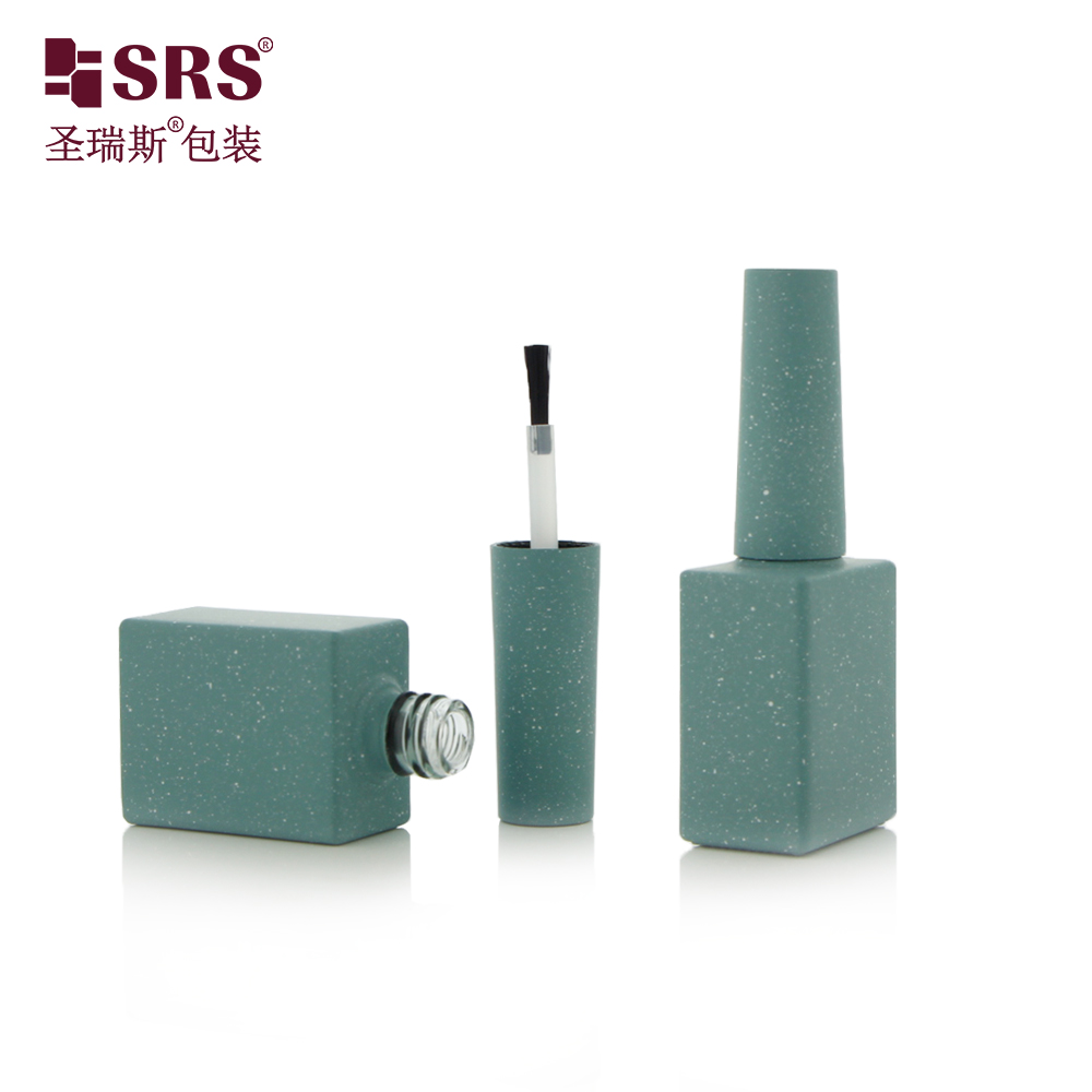 10ml Square Green Wholesale Empty Glass Nail Polish Bottle Portable Small Brush Nail Art Container