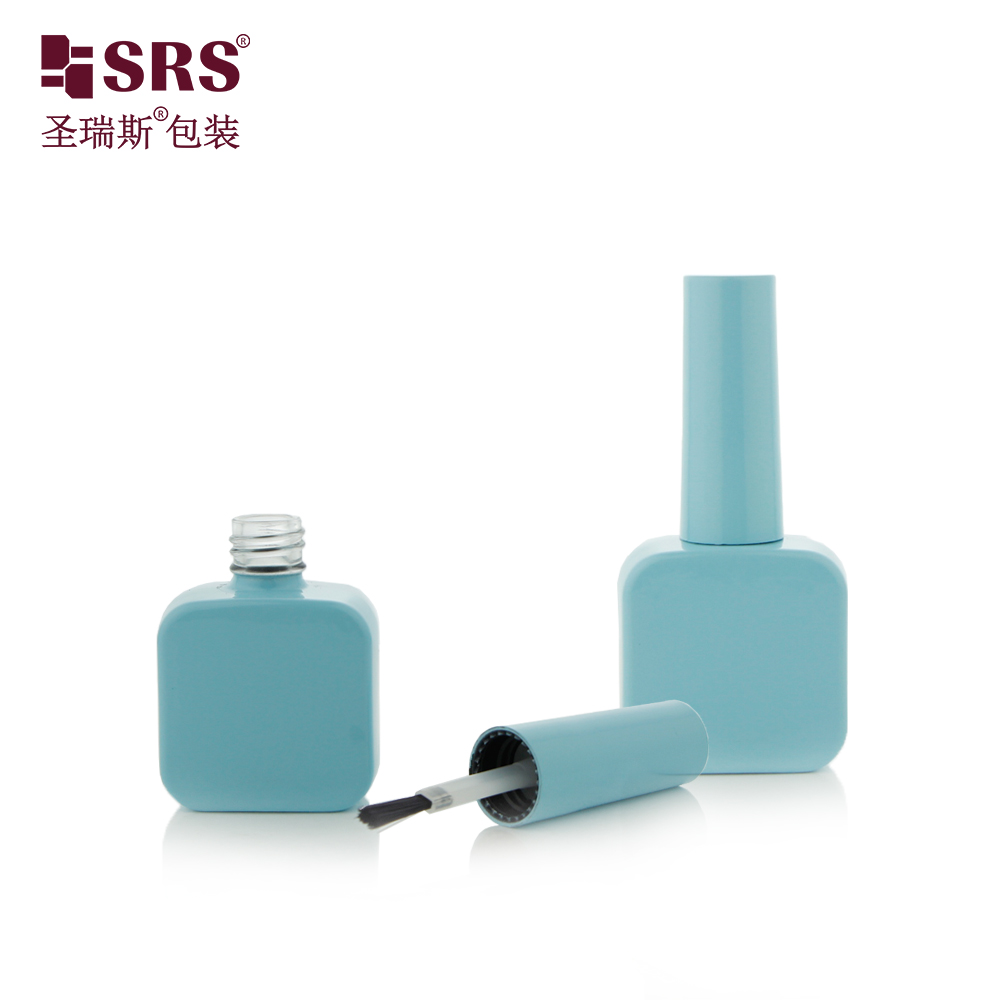 Wholesale Blue Fancy Luxury Custom Frosted Glass Clear 10ml Empty Nail Polish Bottle with Brush