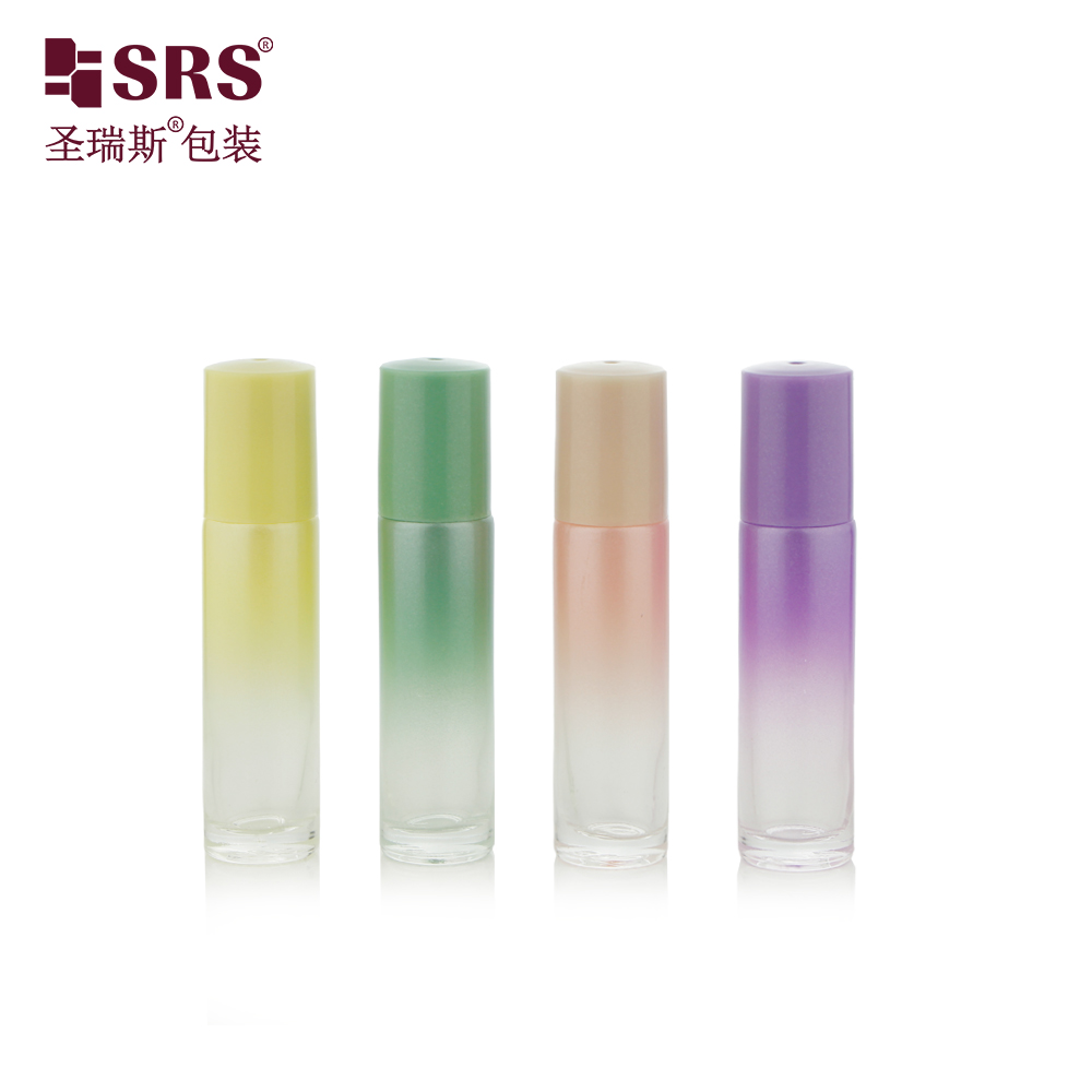 Wholesale Empty Essential Oil Perfume 10ml Frosted Colorful Glass Roll on Bottle with Metal Roller Ball