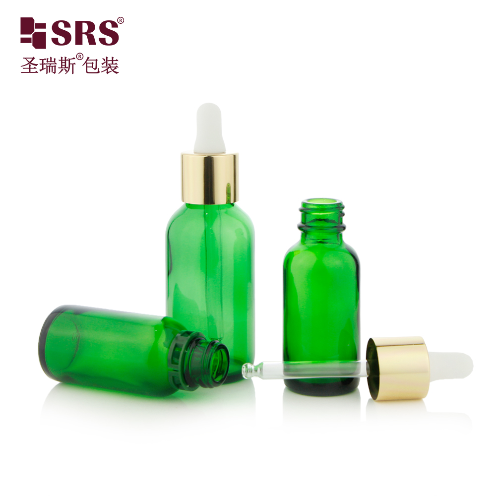 New product 15ml 30ml 60ml long aluminium skirt cap essential oil bottle with dropper and sfaty ring