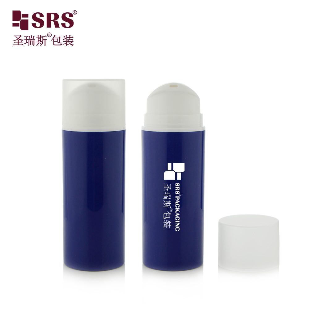 Round Customize Injection Glossy Color Facial Lotion 100ml Airless Pump Bottle