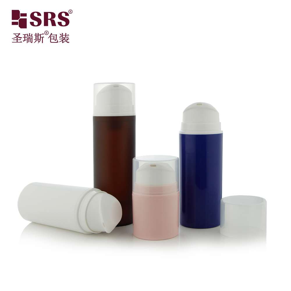 Round Customize Injection Glossy Color Facial Lotion 100ml Airless Pump Bottle