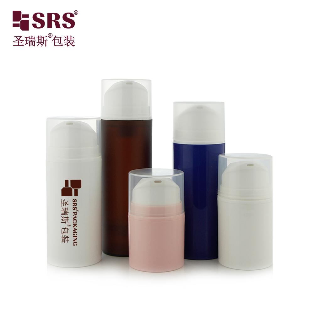 Round Customize Injection Glossy Color Facial Lotion 100ml Airless Pump Bottle