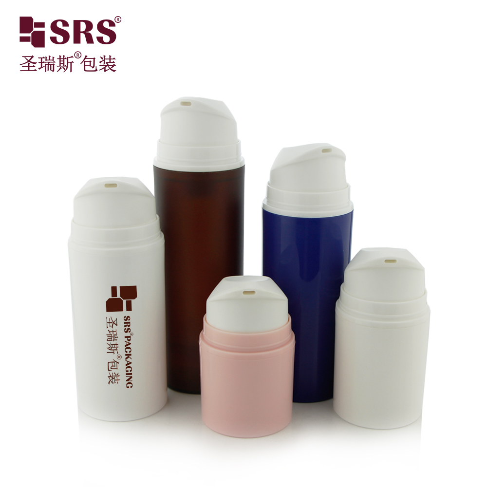 Round Customize Injection Glossy Color Facial Lotion 100ml Airless Pump Bottle