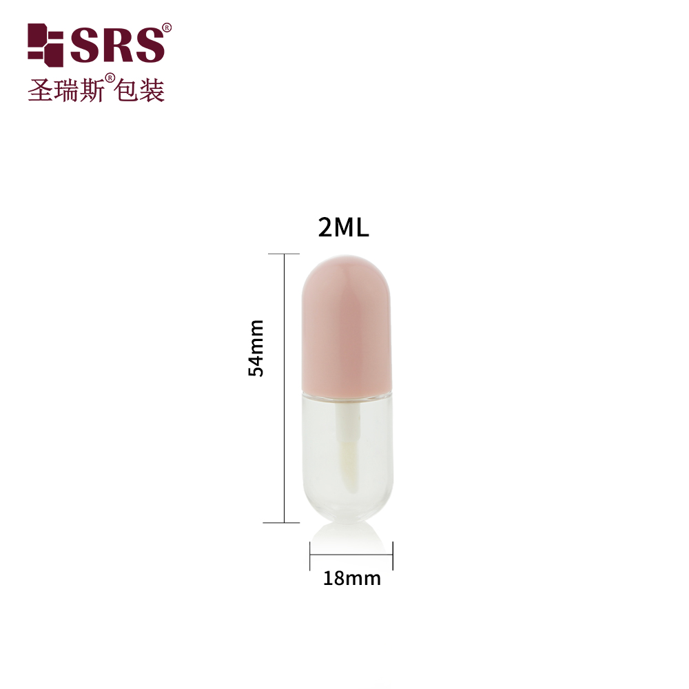 Capsule Shape 2ml Empty Lip Gloss Tube Container Makeup Packaging Lipgloss Tube With Brush