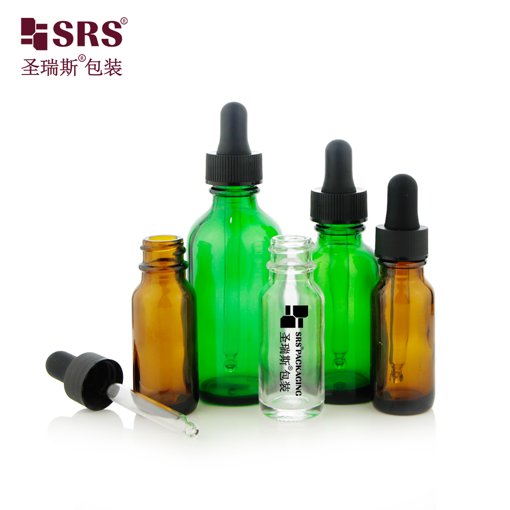 Empty Glass Luxury Boston Dropper Bottle Box Packaging 15ml 30ml 60ml Serum Essential Oil Bottle