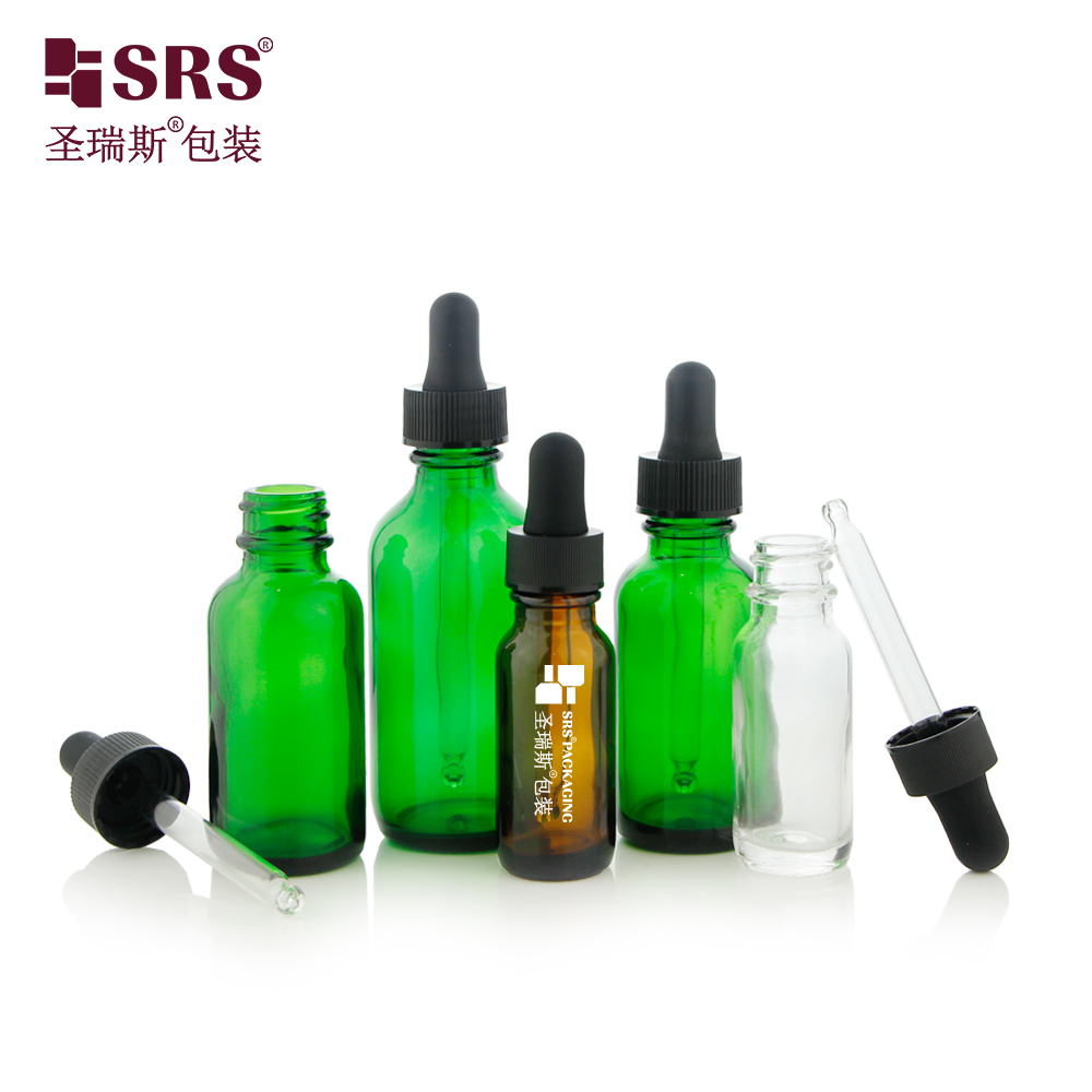 Empty Glass Luxury Boston Dropper Bottle Box Packaging 15ml 30ml 60ml Serum Essential Oil Bottle