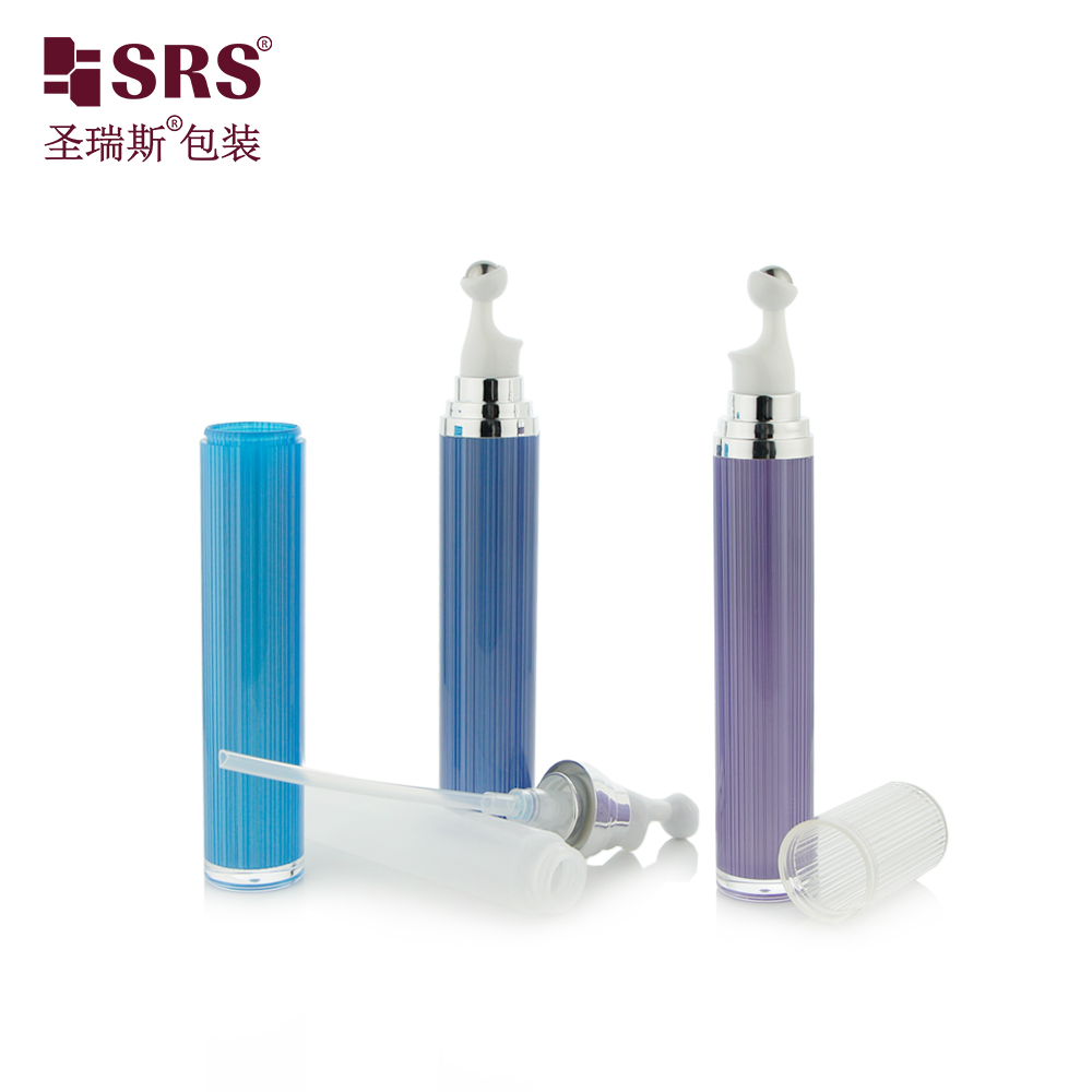 Luxury 15ml 20ml Acrylic Roll On Bottle Customized Color Eye Cream Lotion Bottle With Steel Roller Ball