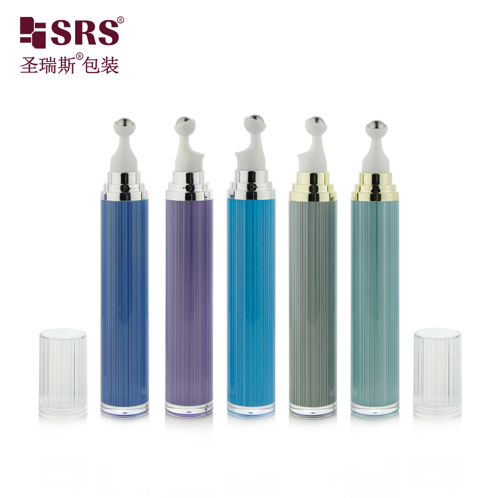 Luxury 15ml 20ml Acrylic Roll On Bottle Customized Color Eye Cream Lotion Bottle With Steel Roller Ball