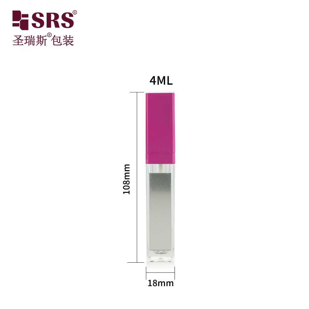 Free Sample Empty 4ml Lipgloss Tube Packaging Transparent Lip Gloss Container With Brush