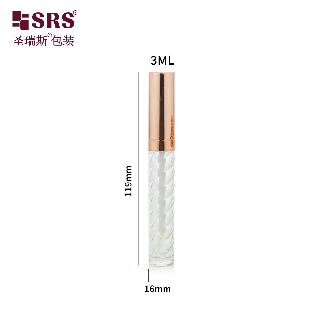 Wholesale 3ml Lip Gloss Rose Gold Tube With Brush Transparent Lip Gloss Container For Makeup Packaging