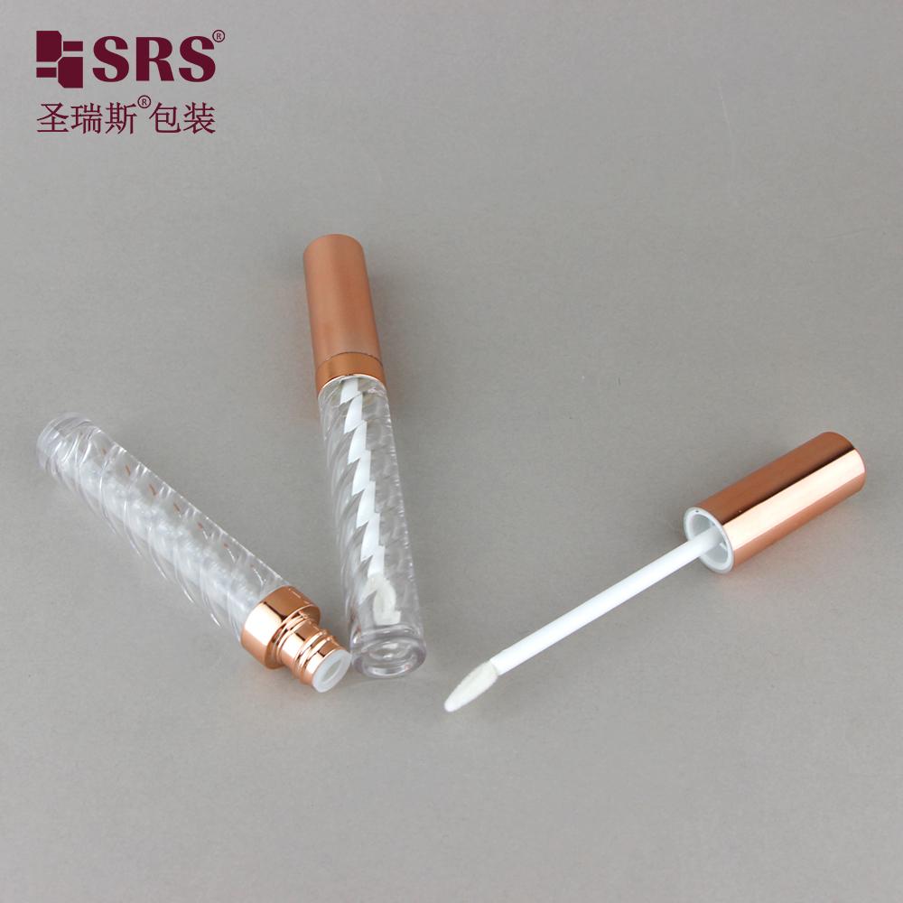 Wholesale 3ml Lip Gloss Rose Gold Tube With Brush Transparent Lip Gloss Container For Makeup Packaging