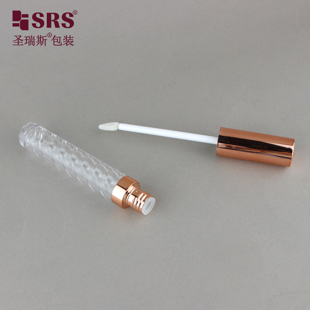 Wholesale 3ml Lip Gloss Rose Gold Tube With Brush Transparent Lip Gloss Container For Makeup Packaging