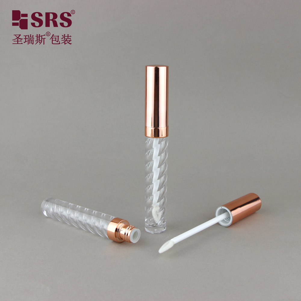 Wholesale 3ml Lip Gloss Rose Gold Tube With Brush Transparent Lip Gloss Container For Makeup Packaging