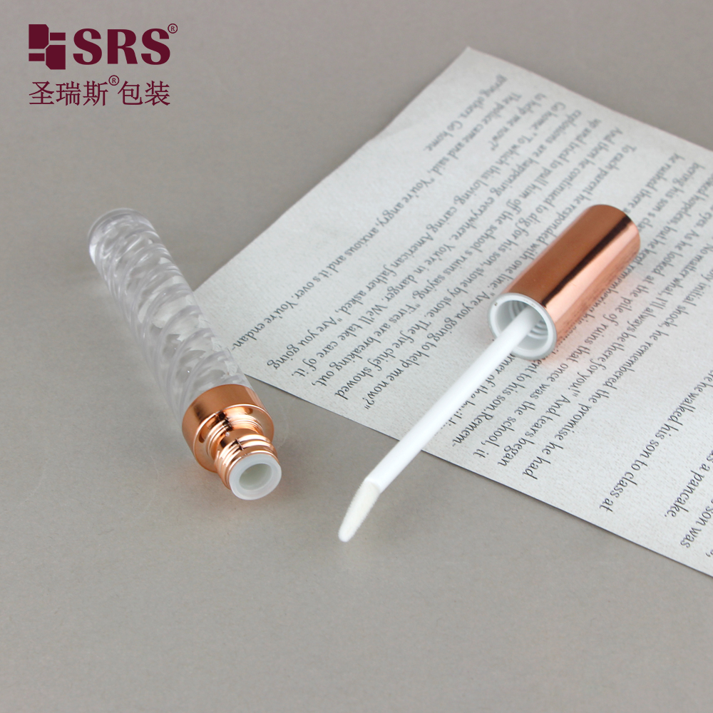 Wholesale 3ml Lip Gloss Rose Gold Tube With Brush Transparent Lip Gloss Container For Makeup Packaging