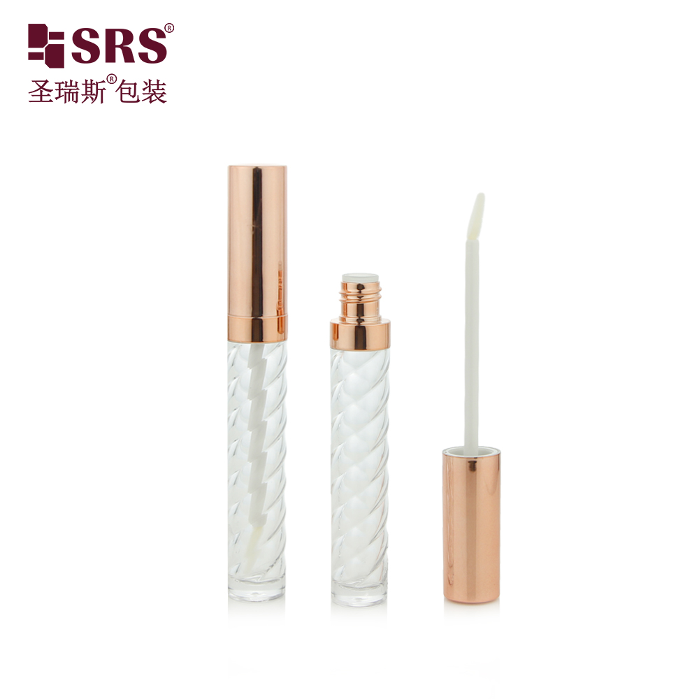 Wholesale 3ml Lip Gloss Rose Gold Tube With Brush Transparent Lip Gloss Container For Makeup Packaging