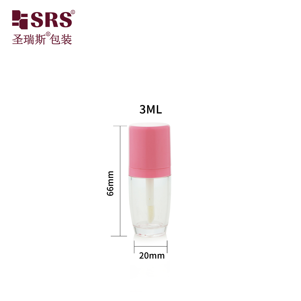  Empty Transparent Lip Glaze Bottle Round Fat Lip Gloss Bottle Lip Gloss Tube Makeup Packaging with Pink Cap